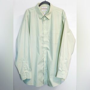 Roundtree & Yorke Gold Label 18.5 36/37 BIG Pale Green Cotton Dress Shirt